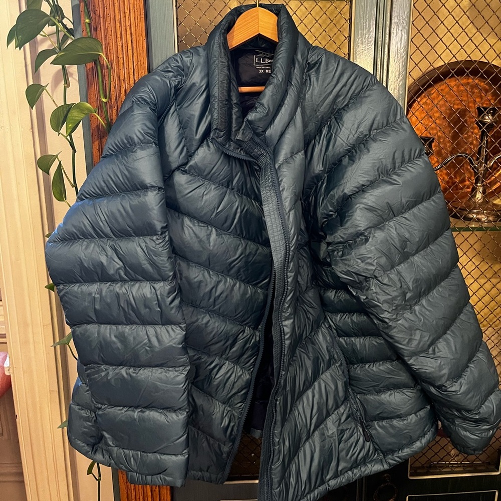 L.L. Bean Quilted Down Feather Jacket in Deep Blue
